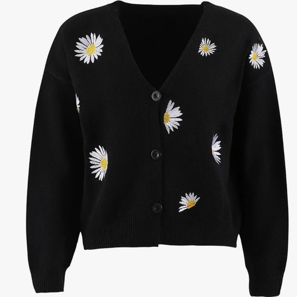 Daisy Sweater Jacket - V-Neck Button Down Sweater - Picture 1 of 9